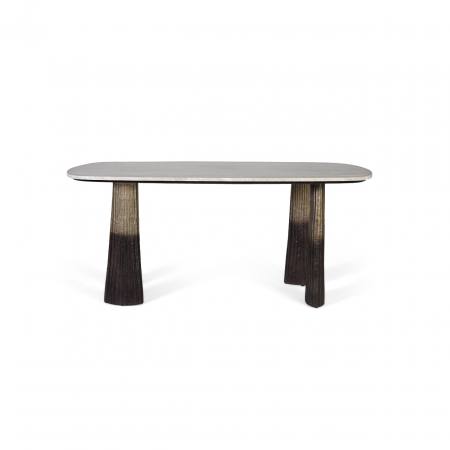 Mesa de Comedor Elegante con Tapa Ovalada de Mármol 180x90x75 Cm - Giner y Colomer (2)