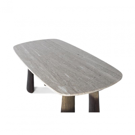 Mesa de Comedor Elegante con Tapa Ovalada de Mármol 180x90x75 Cm - Giner y Colomer (4)
