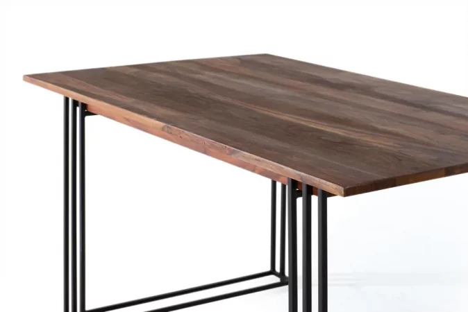 Mesa de Comedor Elegante y Moderna con Tapa Rectangular de Madera-4