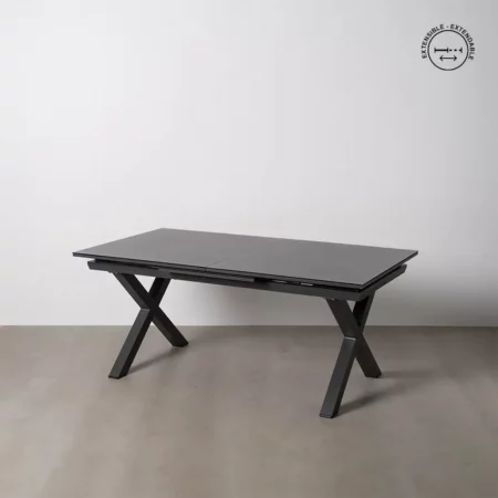 Mesa de Comedor Extensible Antracita de Cerámica y Cristal - IXIA (1)