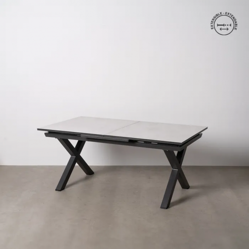 Mesa de Comedor Extensible Blanco de Ceramica y Cristal - IXIA (1)