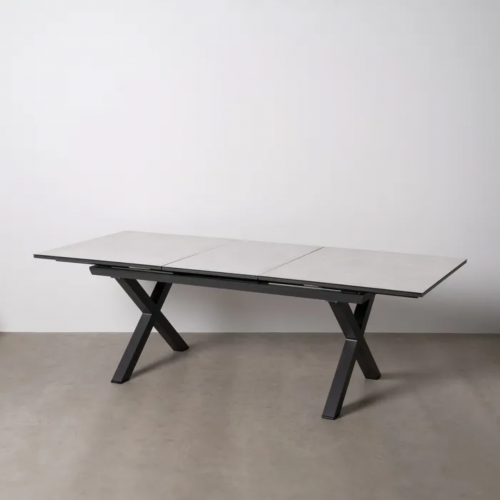 Mesa de Comedor Extensible Blanco de Ceramica y Cristal - IXIA (2)