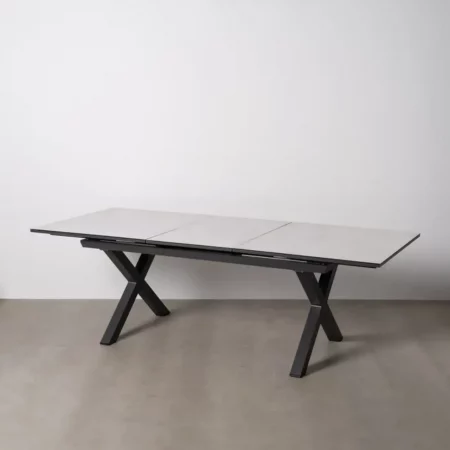 Mesa de Comedor Extensible Blanco de Ceramica y Cristal - IXIA (2)