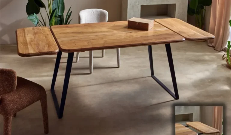 Mesa de Comedor Extensible Kamuzu Rectangular Madera Acacia 140-220x90x77 Cm - Imori (3)