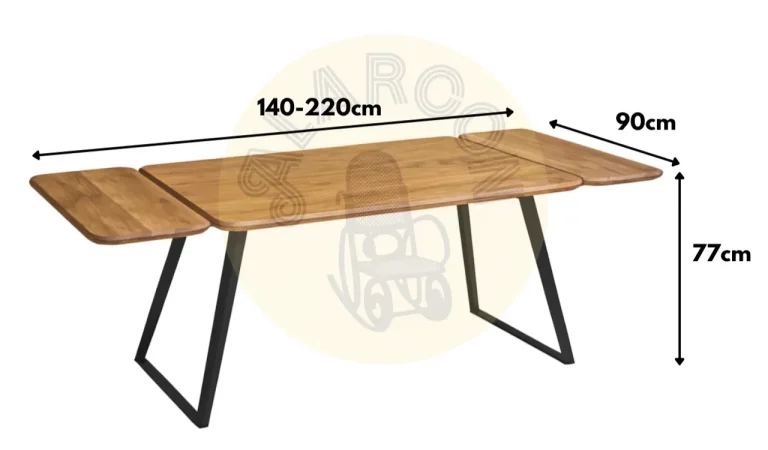 Mesa de Comedor Extensible Kamuzu Rectangular Madera Acacia 140-220x90x77 Cm - Imori (4)