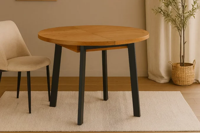 Mesa de Comedor Extensible MDF Chapa Roble Metal 100150200x100x76 Cm - Imori (1)