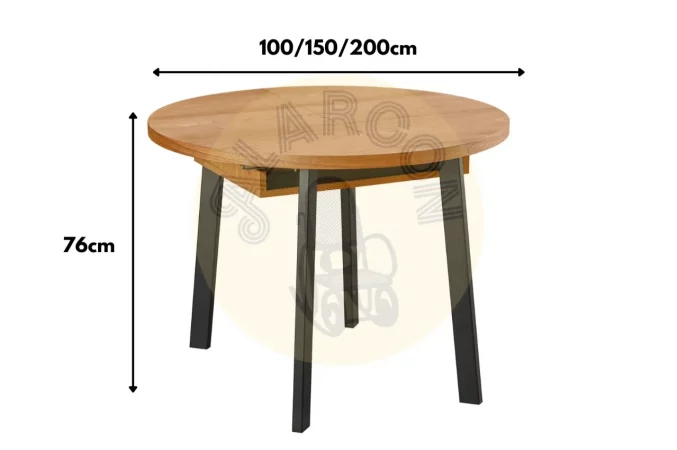 Mesa de Comedor Extensible MDF Chapa Roble Metal 100150200x100x76 Cm - Imori (4)