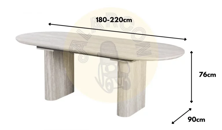 Mesa de Comedor Extensible MDF y Papel 180-220x90x76 Cm - Imori (4)