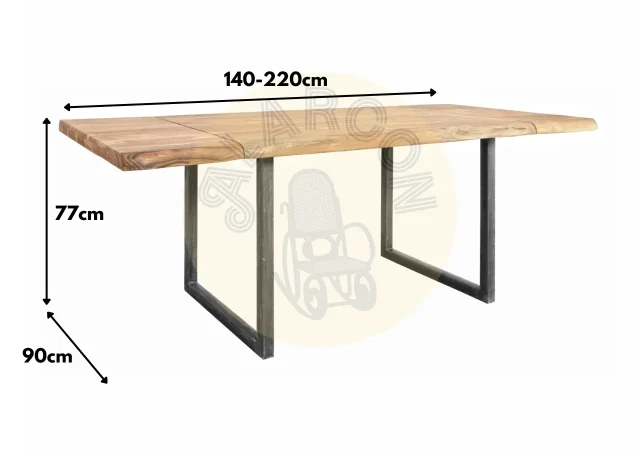 Mesa de Comedor Extensible Rectangular Madera Acacia 140-220x90x77 Cm - Imori (4)