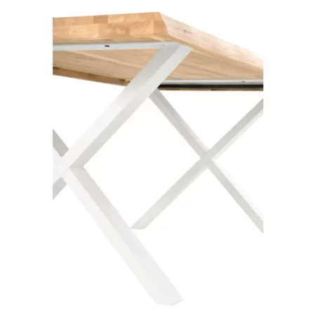 Mesa de Comedor Fija de Roble Blanco con Patas de Hierro Blanco - SomCasa (3)