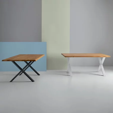 Mesa de Comedor Fija de Roble Blanco con Patas de Hierro Blanco - SomCasa (6)