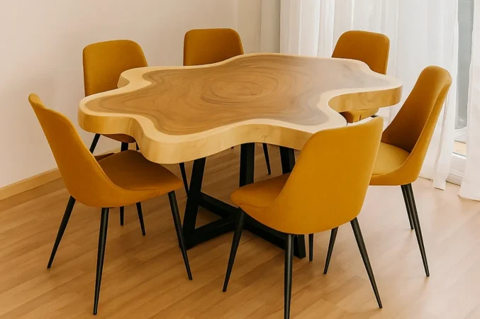 Mesa de Comedor Madera de Suar Irregular 150x130x80 Cm - Moycor