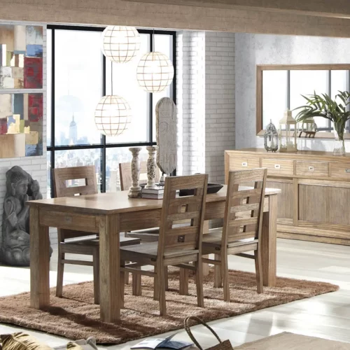 Mesa de Comedor Marepi 2 Cajones de Madera de Mindi - Moycor (3)