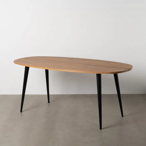 Mesa de Comedor Natural de Madera de Mango y Patas de Hierro - Ixia (1)
