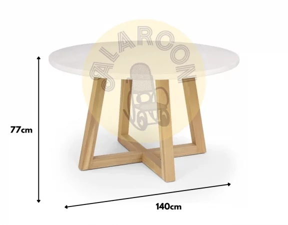Mesa de Comedor Osaka Redonda Microcemento y Mango 140x76 Cm - Moycor (1)