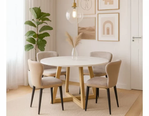 Mesa de Comedor Osaka Redonda Microcemento y Mango 140x76 Cm - Moycor (7)