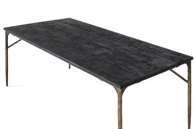 Mesa de Comedor Rectangular de Madera Oscura y Hierro en Bronce Envejecido – 200x100 cm-MOVIL (2)