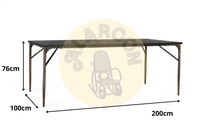 Mesa de Comedor Rectangular de Madera Oscura y Hierro en Bronce Envejecido – 200x100 cm-MOVIL (3)