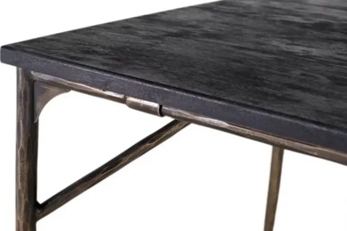 Mesa de Comedor Rectangular de Madera Oscura y Hierro en Bronce Envejecido – 200x100 cm-MOVIL (4)