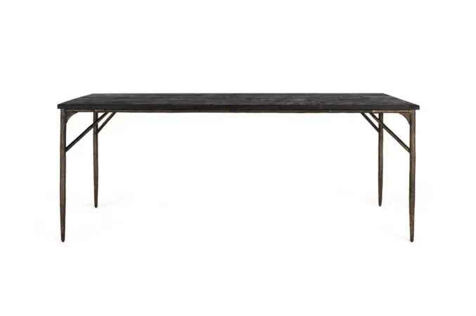 Mesa de Comedor Rectangular de Madera Oscura y Hierro en Bronce Envejecido – 200x100 cm-MOVIL (5)
