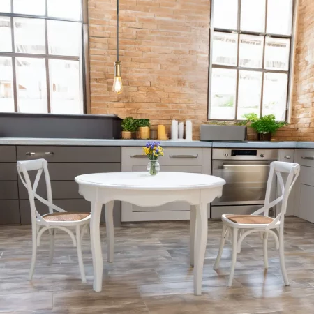 Mesa de Comedor Redonda 110x76 Cm en Color Blanco - Moycor (4)