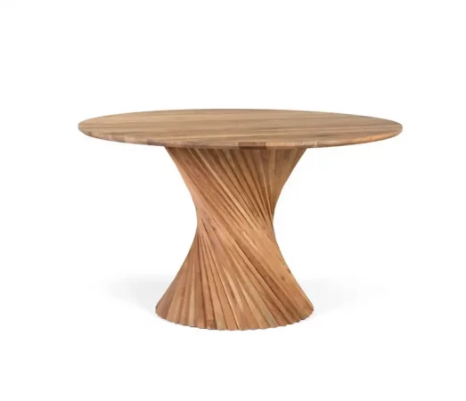 Mesa de Comedor Redonda 130 cm en Madera de Acacia con Base Espiral-MOVIL (1)