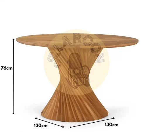 Mesa de Comedor Redonda 130 cm en Madera de Acacia con Base Espiral-MOVIL (2)
