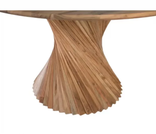 Mesa de Comedor Redonda 130 cm en Madera de Acacia con Base Espiral-MOVIL (6)