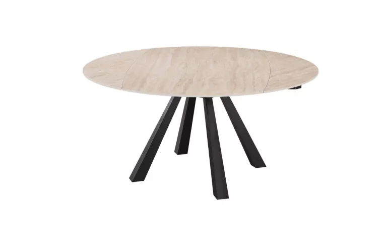 Mesa de Comedor Redonda Extensible Porcelanico y Metal 150x90-150x76 Cm - Imori (2)