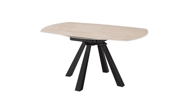 Mesa de Comedor Redonda Extensible Porcelanico y Metal 150x90-150x76 Cm - Imori (4)