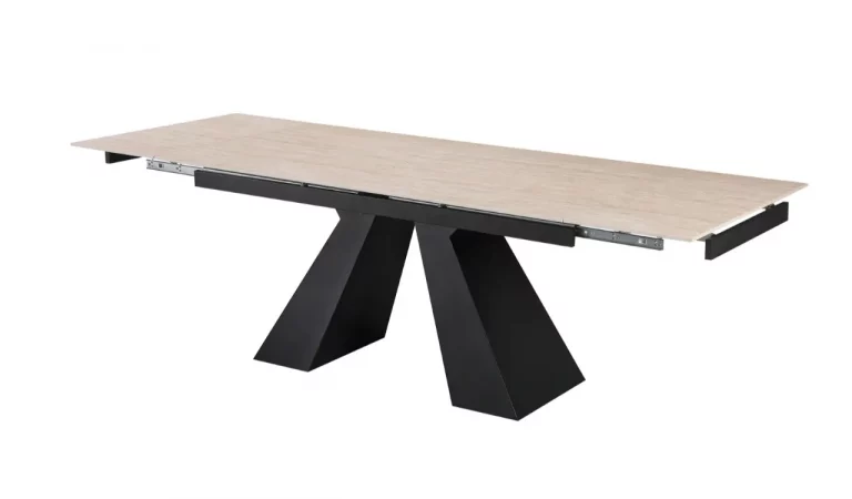 Mesa de Comedor Redonda Extensible Porcelanico y Metal 160-240x90x76 Cm - Imori (2)