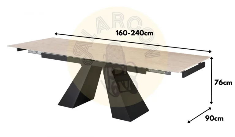 Mesa de Comedor Redonda Extensible Porcelanico y Metal 160-240x90x76 Cm - Imori (4)
