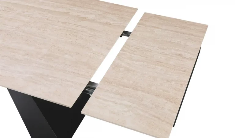 Mesa de Comedor Redonda Extensible Porcelanico y Metal 160-240x90x76 Cm - Imori (6)
