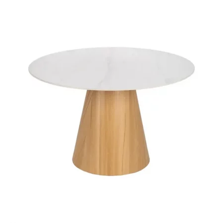 Mesa de Comedor Redondo Blanco-Natural de Ceramica imitando a Mármol - IXIA (2)