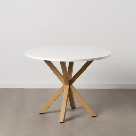 Mesa de Comedor Redondo Blanco Natural y Metal 100 x 100 - IXIA (1)
