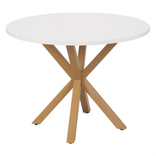 Mesa de Comedor Redondo Blanco Natural y Metal 100 x 100 - IXIA (2)