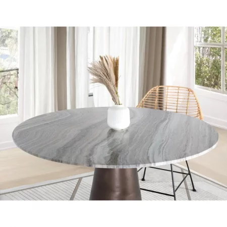 Mesa de Comedor con Base de Aluminio y Tapa de Mármol 120x120x76 cm - Giner y Colomer (1)