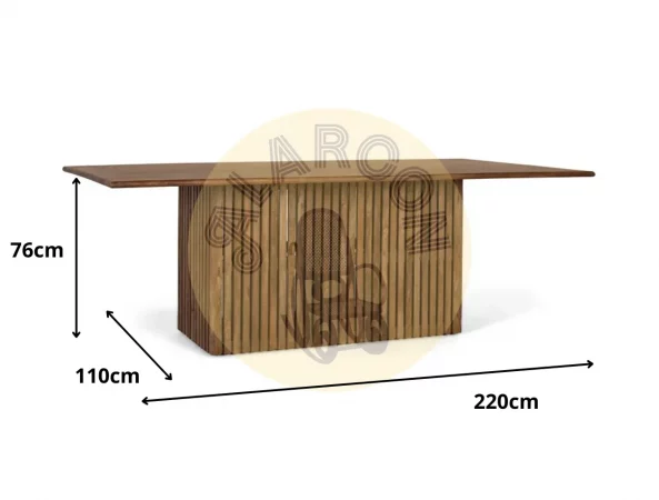 Mesa de Comedor de Madera Maciza 220x110 cm con Base de Listones-MOVIL (2)