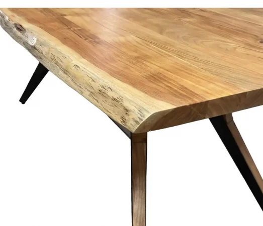 Mesa de Comedor de Madera Maciza de Acacia y Hierro 200x100 cm-MOVIL (2)