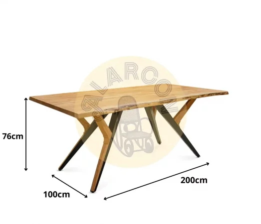 Mesa de Comedor de Madera Maciza de Acacia y Hierro 200x100 cm-MOVIL (3)