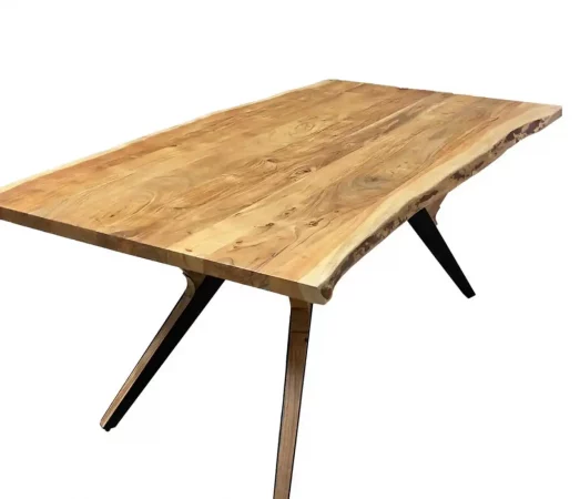Mesa de Comedor de Madera Maciza de Acacia y Hierro 200x100 cm-MOVIL (5)
