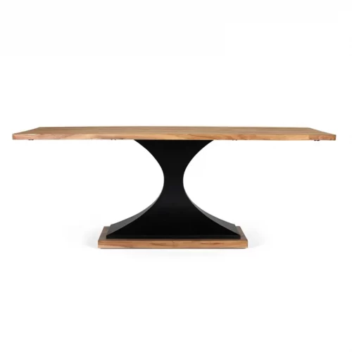 Mesa de Comedor de Madera de Acacia Natural Base Metálica - Giner y Colomer (1)