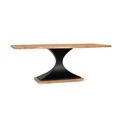 Mesa de Comedor de Madera de Acacia Natural Base Metálica - Giner y Colomer (2)