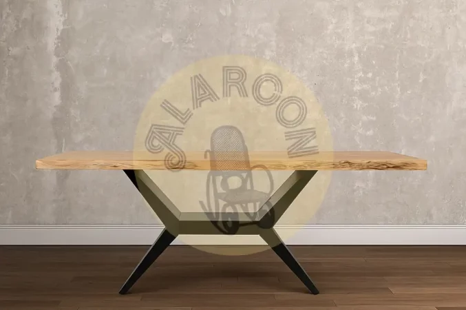 Mesa de Comedor de Madera de Acacia y Hierro Negro 220x110 cm-MOVIL (1)