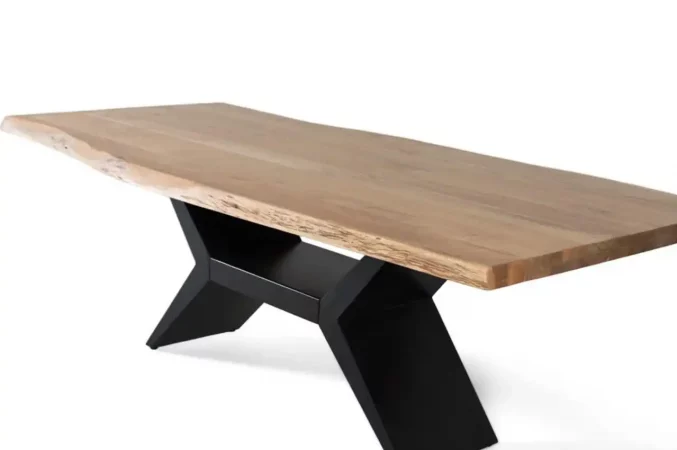 Mesa de Comedor de Madera de Acacia y Hierro Negro 220x110 cm-MOVIL (2)