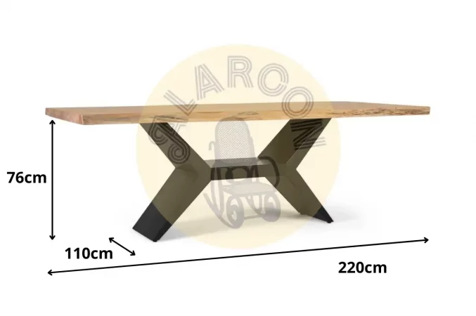 Mesa de Comedor de Madera de Acacia y Hierro Negro 220x110 cm-MOVIL (3)