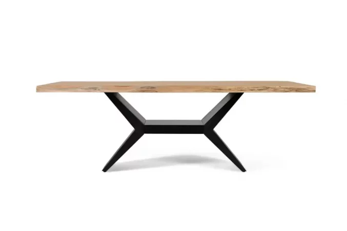 Mesa de Comedor de Madera de Acacia y Hierro Negro 220x110 cm-MOVIL (4)