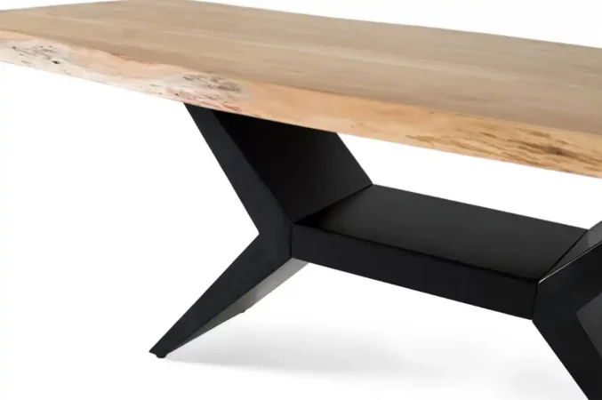 Mesa de Comedor de Madera de Acacia y Hierro Negro 220x110 cm-MOVIL (5)