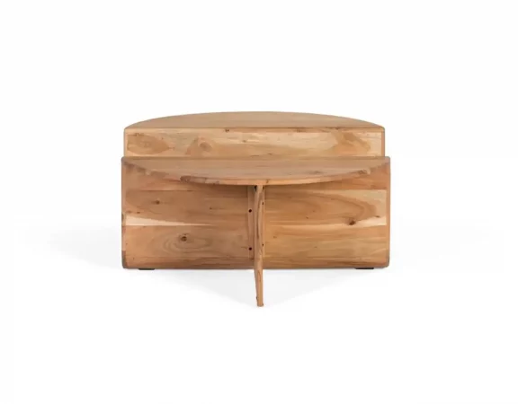 Mesa de centro redonda de madera de acacia con revistero integrado y diseño escalonado – 80x80x42 cm-MOVIL (2)