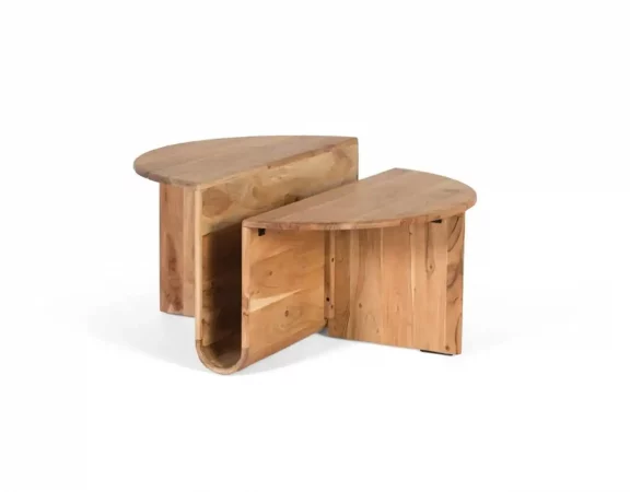 Mesa de centro redonda de madera de acacia con revistero integrado y diseño escalonado – 80x80x42 cm-MOVIL (4)